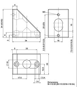 PI M-110.0x Z-Axis Mounting Bracket Drawing PI M-110.0x Z-Axis Mounting Bracket Drawing